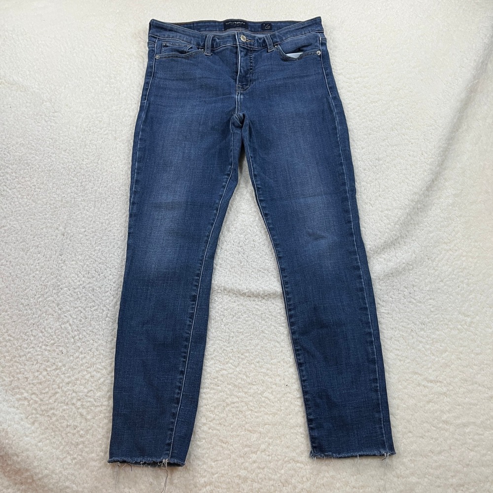 Lucky Brand Jeans Womens 8/29 Blue Mid Rise Ava Skinny Ankle Raw Hem 7WP10328K2‎